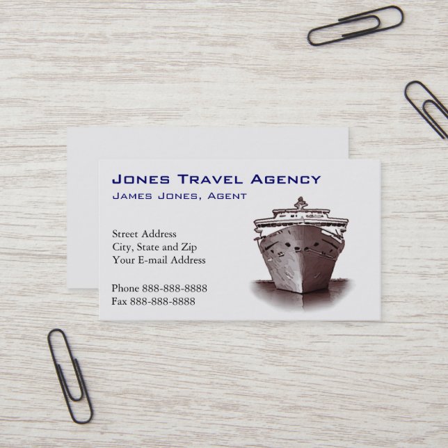 Agent de voyage Carte de visite de l'Agence des na (Devant/Arrière en situation)