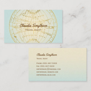 Agent de voyage Carte d'or Turquoise Ombre Blogger