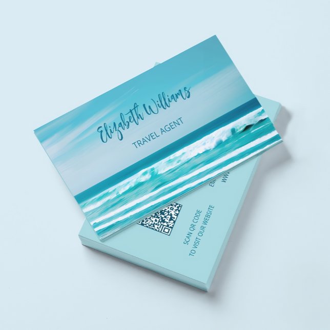 Agent de voyage Ocean | Carte de visite de code QR (Créateur téléchargé)