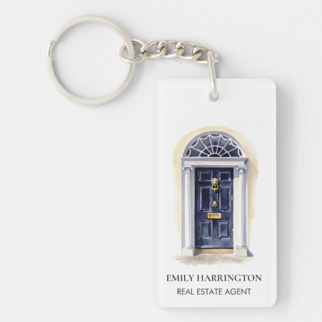Agent immobilier logo aquarelle porte-clés Navy (Devant)