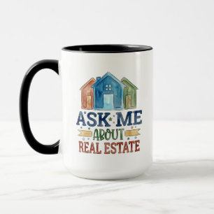 Agent immobilier mug personnalisé noir deux tons