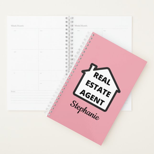 Agent immobilier rose moderne (Devant avec enveloppe)