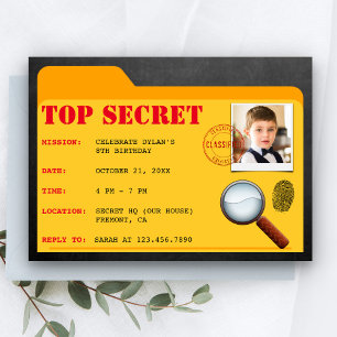 Agent Secret Détective Spy Anniversaire Invitation