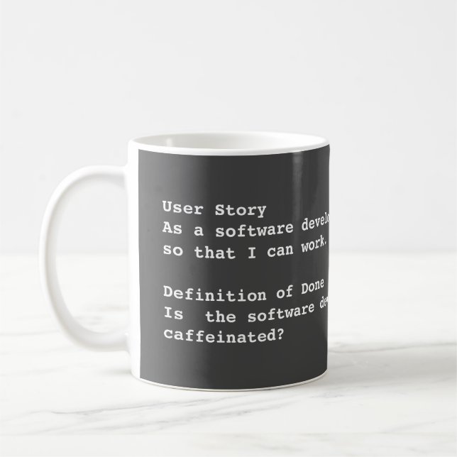 Agile user story coffee mug pour le développeur lo (Gauche)