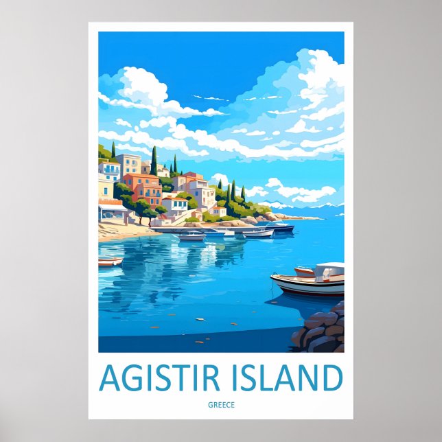 Agistri Island Vintage Travel Poster Ski National (Devant)