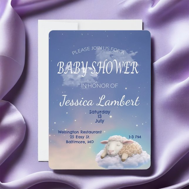 Agneau Dans Les Nuages Baby shower Invitation (Créateur téléchargé)