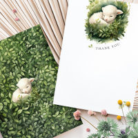 Agneau mignon Baby shower Aquarelle Merci Cartes