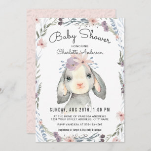 Agneau mignon et fleurs Baby shower Invitation