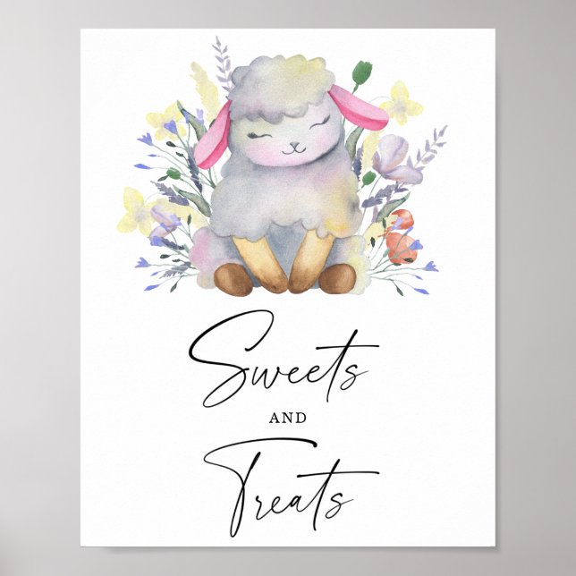 Agneau - poster de baby shower pour friandises et  (Devant)