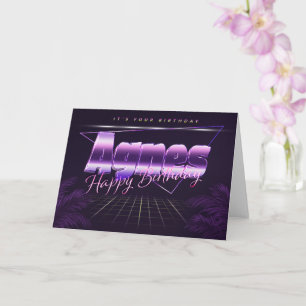 Agnes prénom carte rétro lilas pour anniversaire
