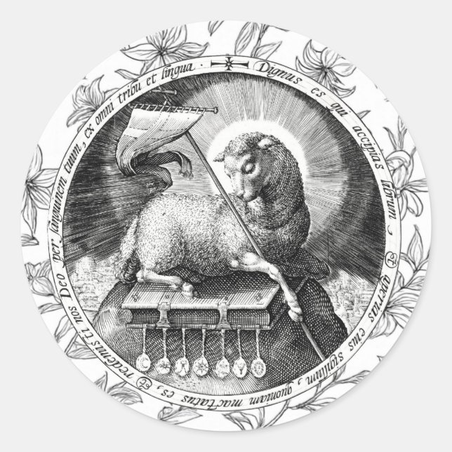 Agnus Dei Agneau de Dieu Autocollant Rond  (Devant)