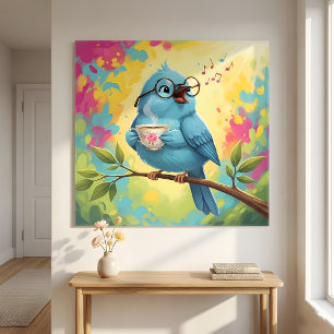   Agrandissement de photo d'un oiseau bleu chantan