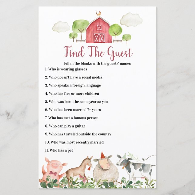 Agritourisme Animaux Barnyard Trouvez le jeu d'inv (Devant)