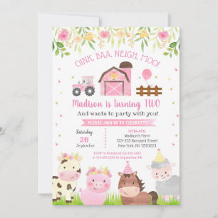 Agritourisme Barnyard Animaux Invitations 2e anniv