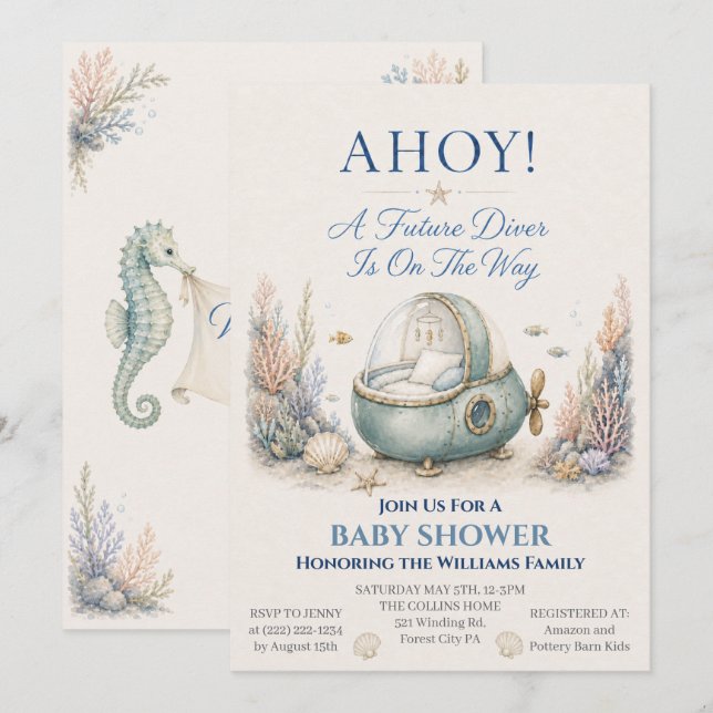 AH! Invitation pour la Baby Shower du Futur Plonge (Devant / Derrière)