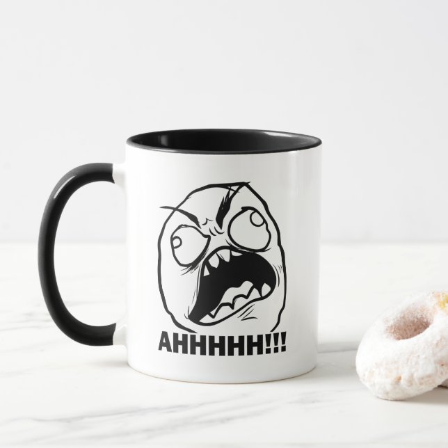 Ahhh ! ! Tasse de café de Meme de visage de rage (Avec donut)