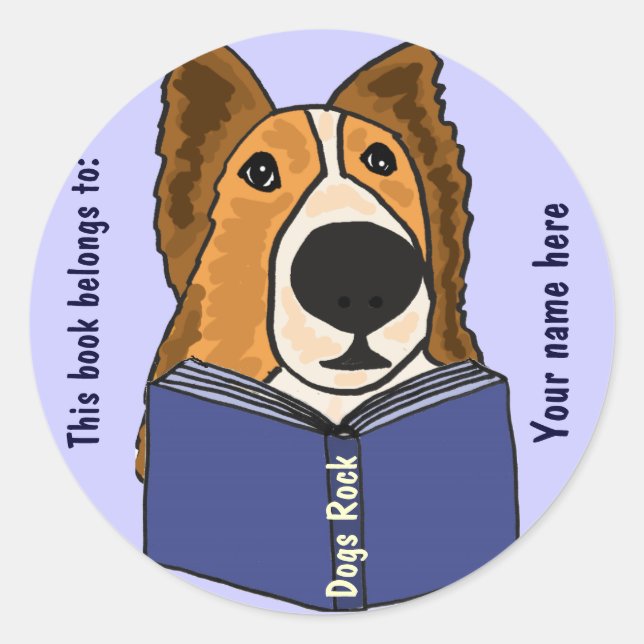 AHL - Sheltie Lire un livre Stickers (Devant)