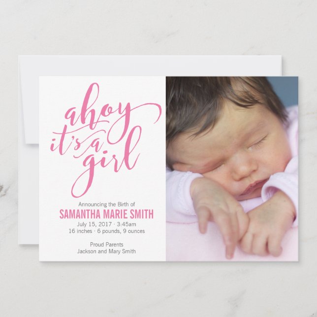 Ahoy C’est une fille Faire-part de naissance à thè (Devant)