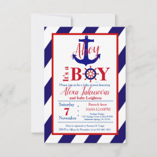 Ahoy ! C'est un Baby shower garçon Invitation