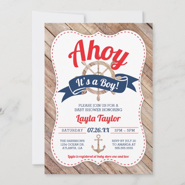 Ahoy C'est un Baby shower garçon Invitation (Devant)