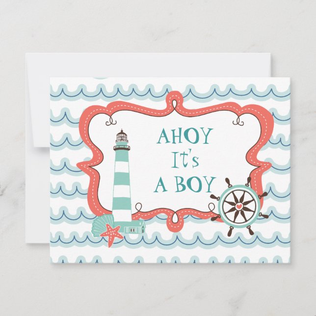 Ahoy C'est un Baby shower nautique Invitation (Devant)
