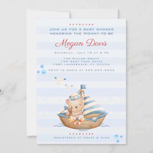 Ahoy C'Est Un Garçon Bébé Douche Invitations (Devant)