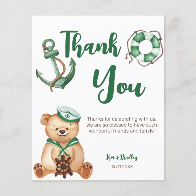 Ahoy c'est un garçon en peluche baby shower merci (Devant)