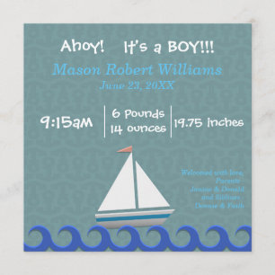 Ahoy, C'est un garçon - Faire-part de naissance