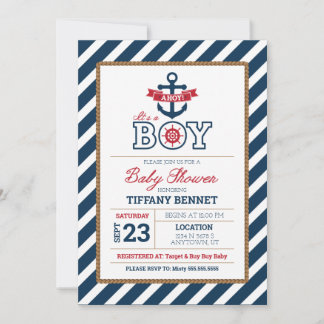 Ahoy C'est UN GARÇON ! Invitation baby shower