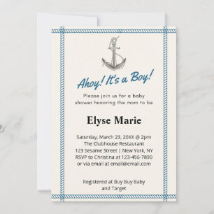 Ahoy ! C'est un garçon ! Invitation baby shower