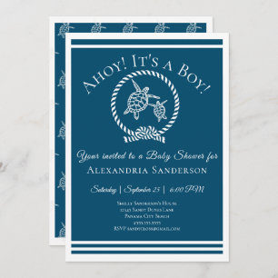 Ahoy c'est un garçon ! Invitation Baby shower naut