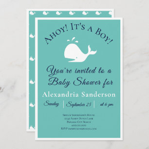 Ahoy c'est un garçon ! Invitation Baby shower naut