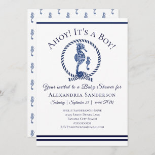 Ahoy c'est un garçon ! Invitation Baby shower naut