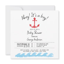 Ahoy C'est un garçon. Invitation baby shower nauti