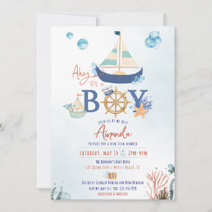 Ahoy C'est un garçon Invitation Baby shower nautiq