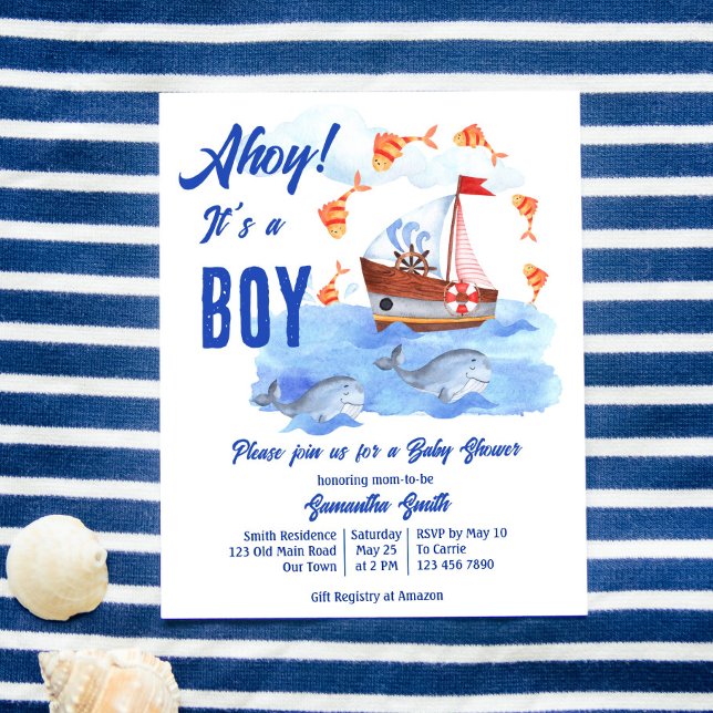 Ahoy c'est un garçon invitation budget baby shower (Créateur téléchargé)