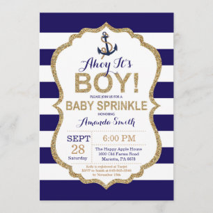 Ahoy c'est un garçon ! Invitation Nautique Bébé Sp