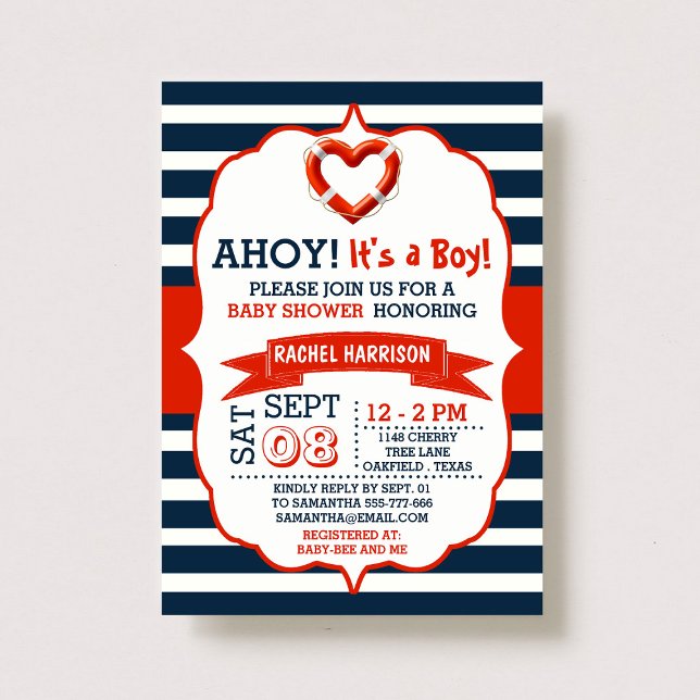 Ahoy C'est un garçon ! Invitations Baby showers de (Créateur téléchargé)