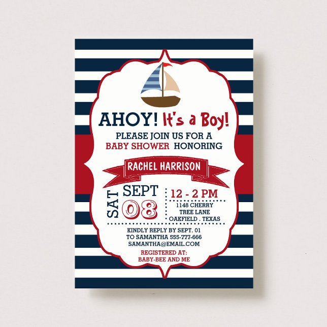 Ahoy C'est un garçon ! Invitations Baby showers na (Créateur téléchargé)