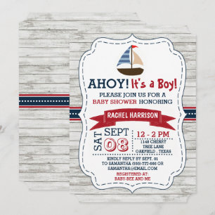 Ahoy C'est un garçon ! Invitations Baby showers na