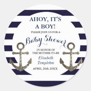 Ahoy C'est un garçon Stickers Baby shower nautique