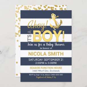 Ahoy, c'est une Invitation de Baby shower de garço