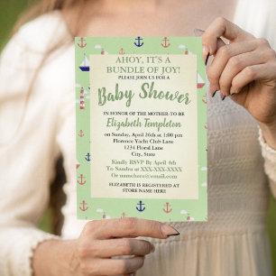 Ahoy Cute Baby shower nautique Invitation