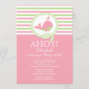 Ahoy ! Invitation Baby shower des filles de balein