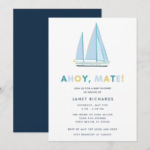 Ahoy Mate Baby shower nautique Invitation