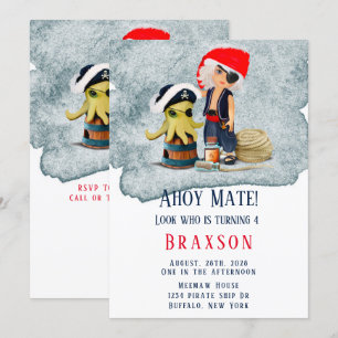 Ahoy Mate Pirates Boy Birthday Party Invitation