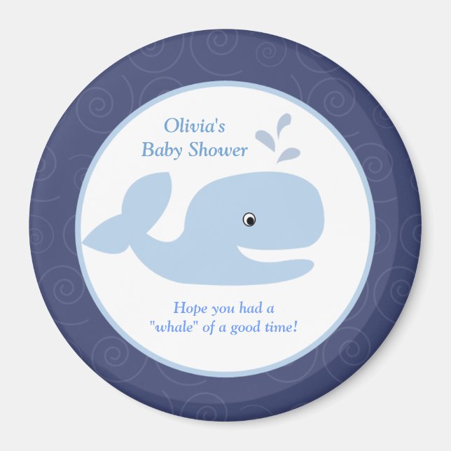 Ahoy Mate Whale 3 pouces Round Favor Magnet (Devant)
