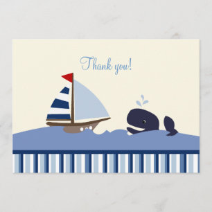 Ahoy Mate Whale Flat Merci note - Blue Stripe