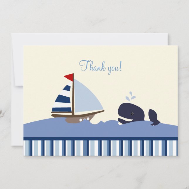 Ahoy Mate Whale Flat Merci note - Blue Stripe (Devant)