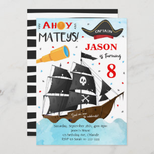 Ahoy Mateys Pirate Invitation d'anniversaire
